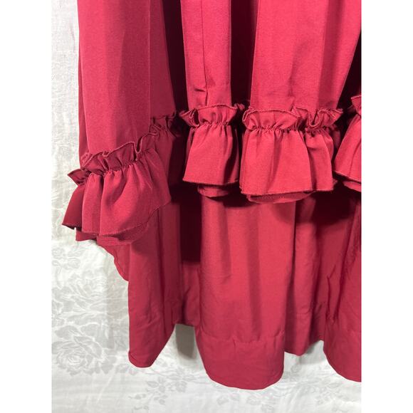 Scarlet Darkness Renaissance Dress Costume XL Red Burgundy Ruffle Hem Smocked - Picture 2 of 11
